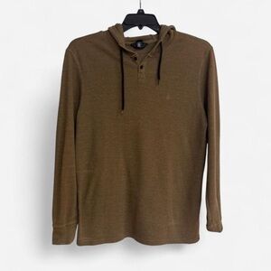 Volcom Men's Olive Green/Brown Hooded Long-Sleeve Henley